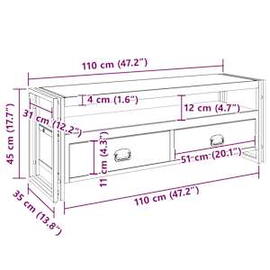 TV stolek 120x35x45 cm masiv s medovou povrchovou úpravou - obrázek 10