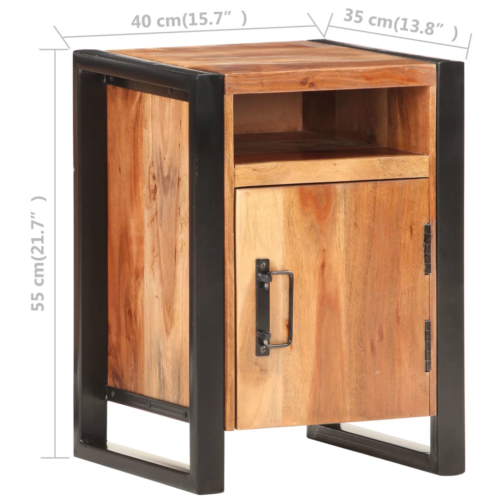 vidaXL Bedside Cabinet 15.7"x13.8"x21.7"cm Solid Acacia Wood in Sheesham Finish