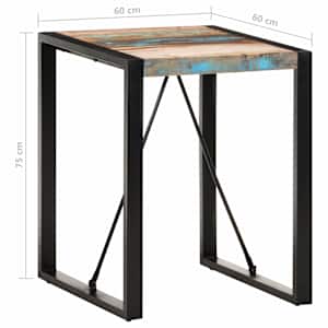 Jídelní stůl 60 x 60 x 75 cm masivní recyklované dřevo - obrázek 5