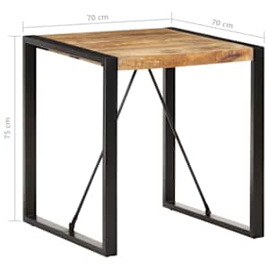 Jídelní stůl 70 x 70 x 75 cm masivní hrubé mangovníkové dřevo - obrázek 5