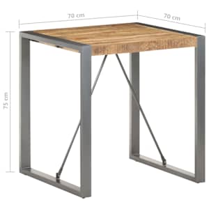 Jídelní stůl 70 x 70 x 75 cm masivní hrubé mangovníkové dřevo - obrázek 5