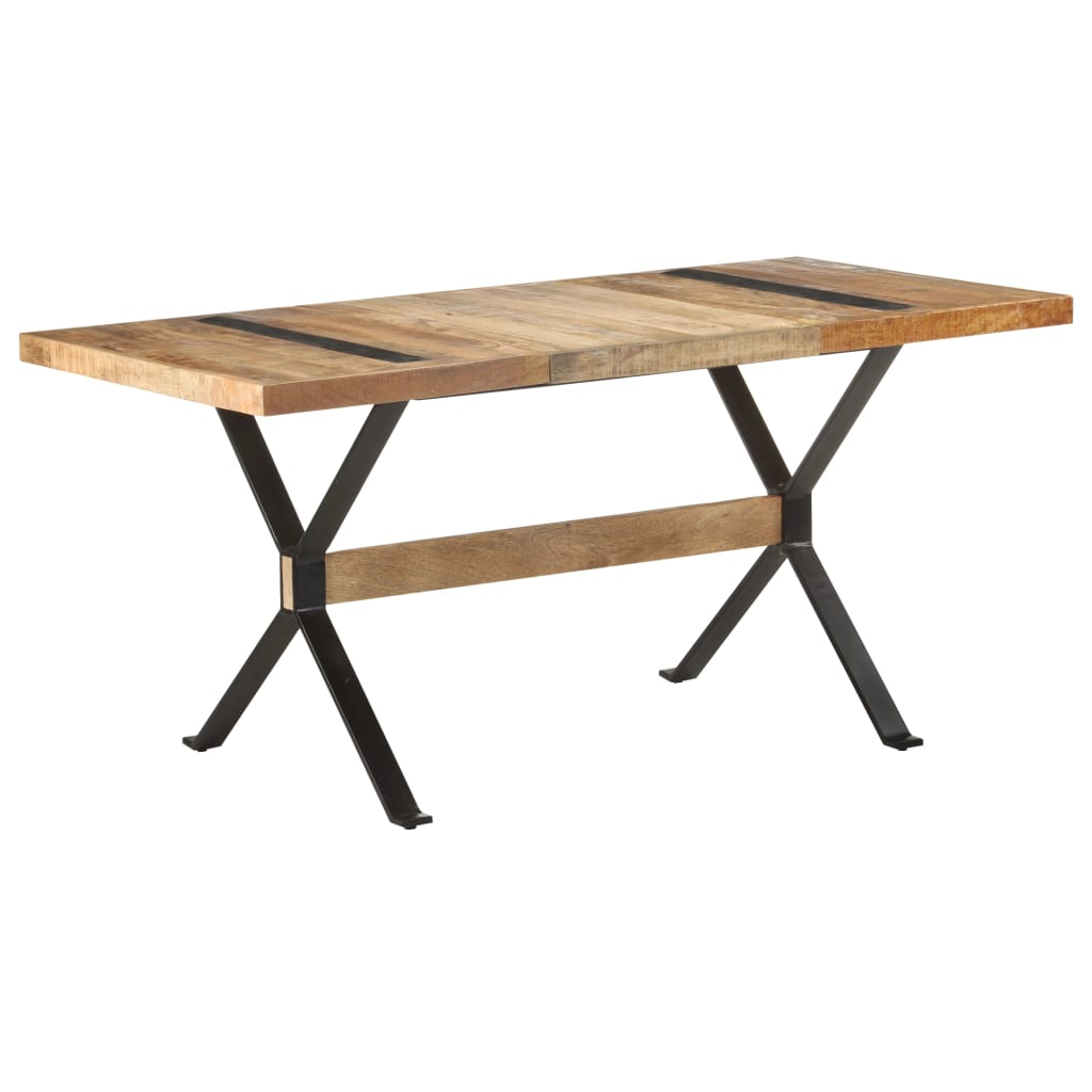 Image of vidaXL Dining Table 160x80x76 cm Rough Mango Wood