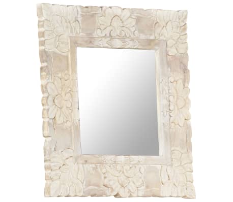 vidaXL Mirror White 50x50 cm Solid Mango Wood