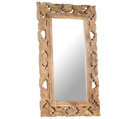 vidaXL Miroir sculpt&eacute; &agrave; la main Marron 80x50cm Bois de manguier massif