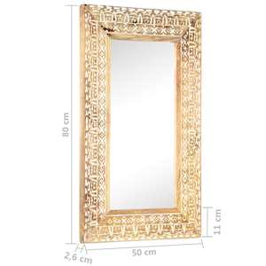 Ručně vyřezávané zrcadlo 80 x 50 x 2,6 cm masivní mangovník - obrázek 5