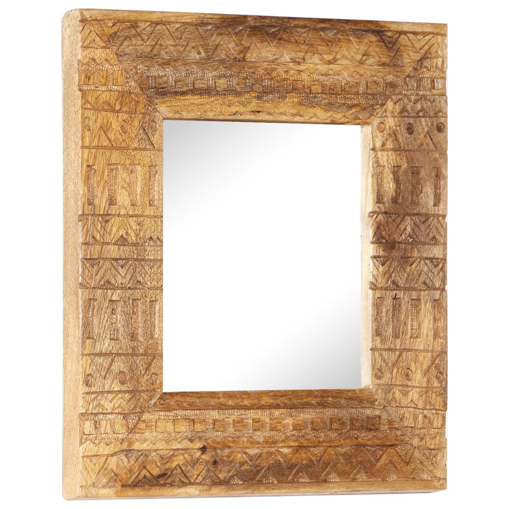 Image of vidaXL Hand-Carved Mirror 50x50x2.5 cm Solid Mango Wood