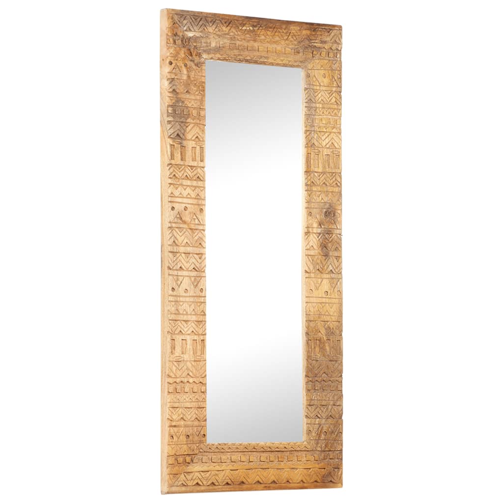 vidaXL Specchio Intagliato a Mano Bianco 110x50x2,5 cm Legno di Mango