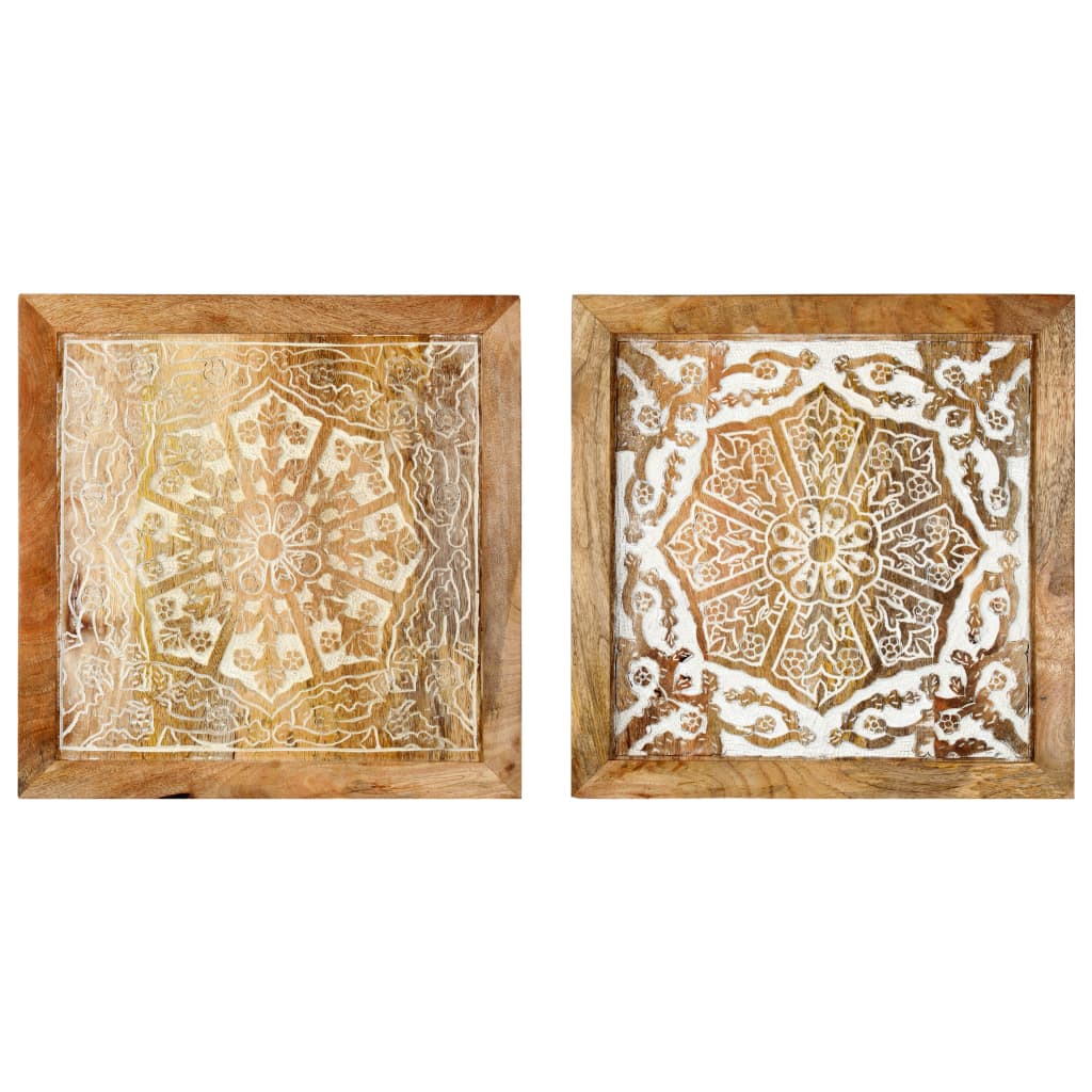 

vidaXL Wandpanelen 2 st handgesneden 40x40x1,5 cm massief mangohout