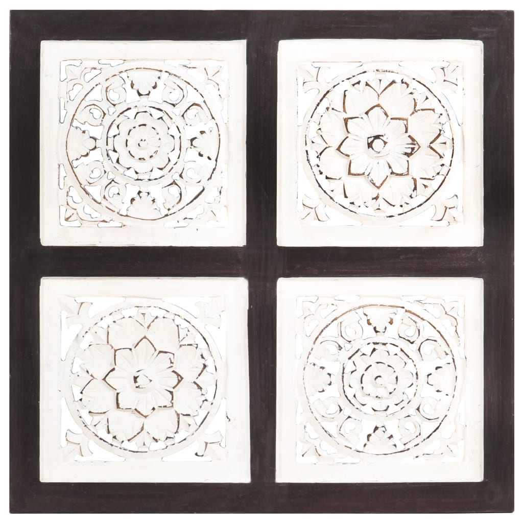 Barna és fehér kézzel faragott fali panel MDF 40 x 40 x 1,5 cm 