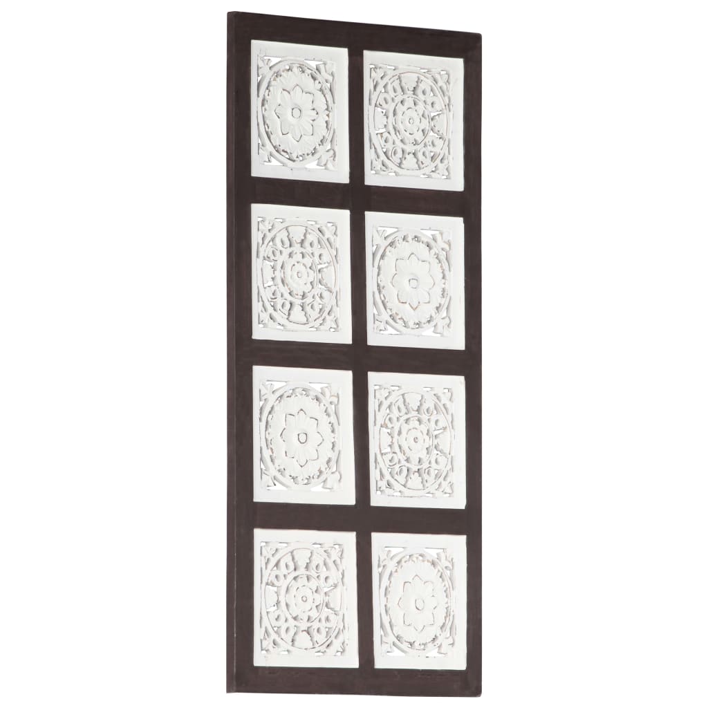 Barna és fehér kézzel faragott fali panel MDF 40 x 80 x 1,5 cm 
