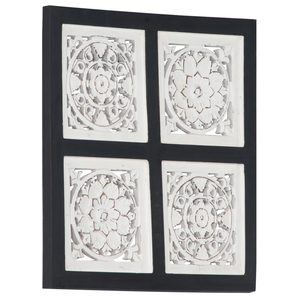 Fekete és fehér kézzel faragott fali panel MDF 40 x 40 x 1,5 cm 