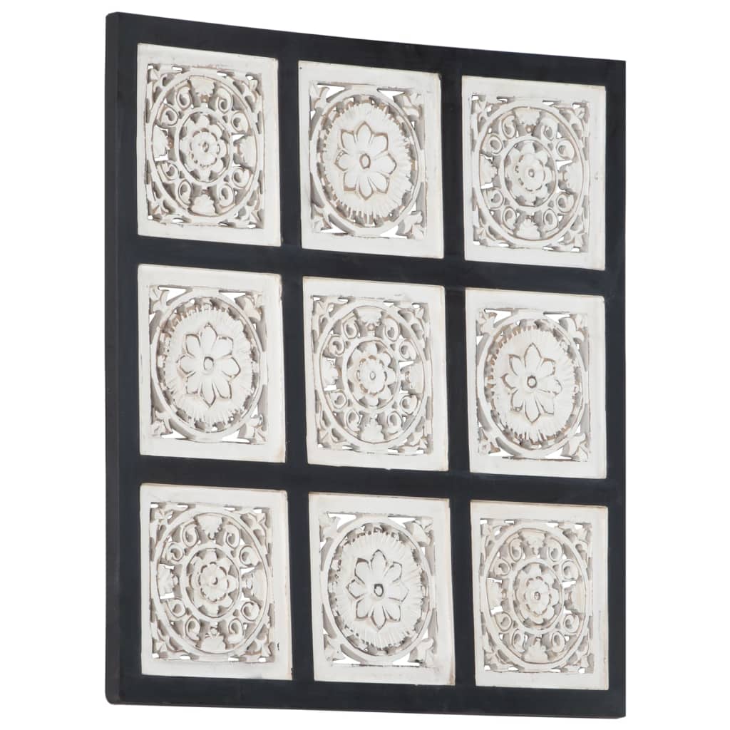 Fekete és fehér kézzel faragott fali panel MDF 60 x 60 x 1,5 cm 