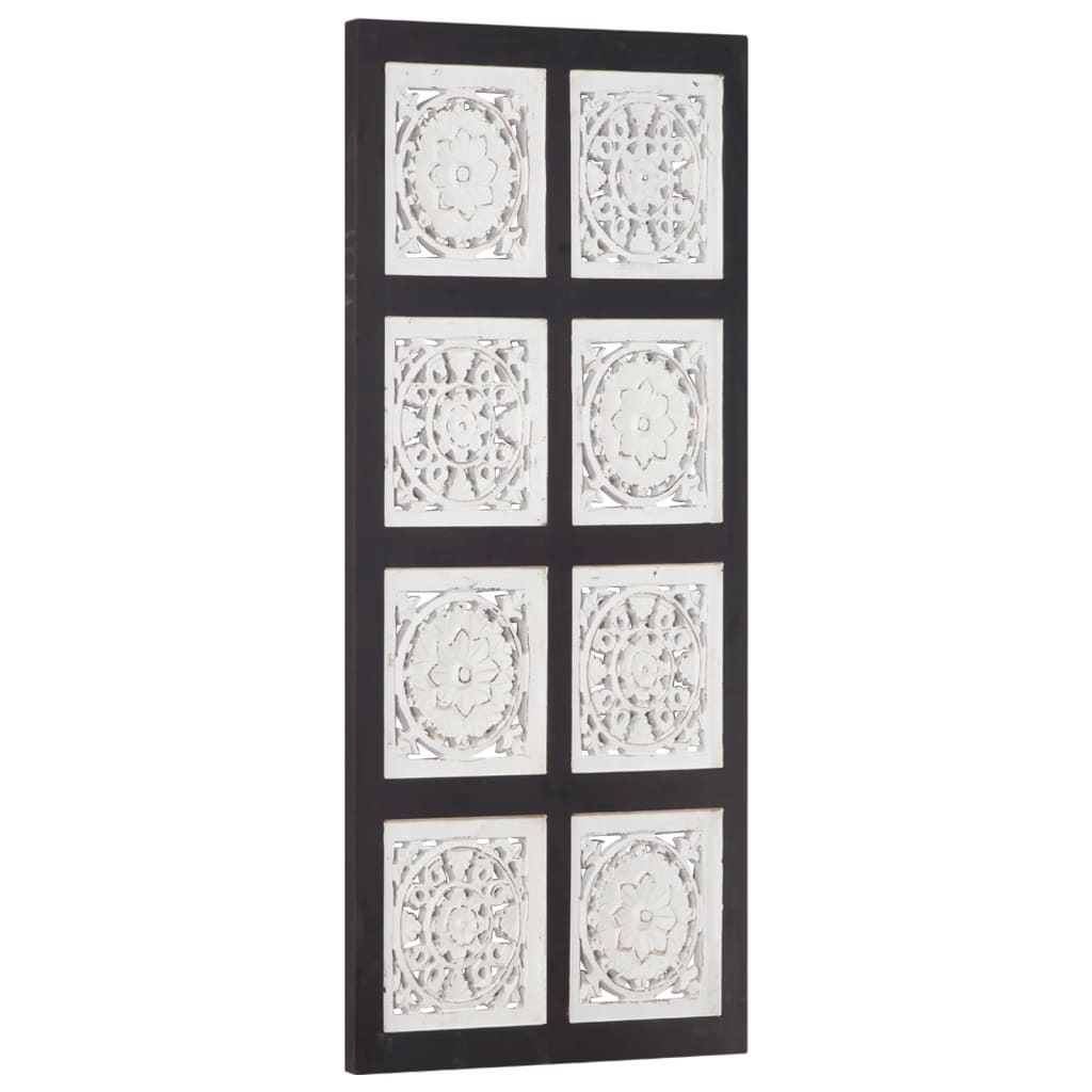 vidaXL Panou de perete sculptat manual, negru și alb, 40x80x1,5 cm MDF vidaXL