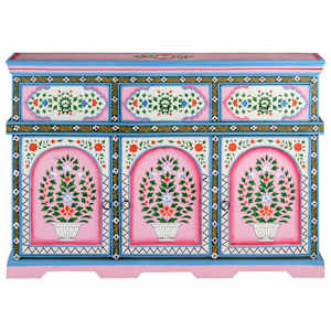 vidaXL Ντουλάπι με Χειροπ. Λεπτομέρειες 110x30x76 εκ Μασίφ Ξύλο Μάνγκο