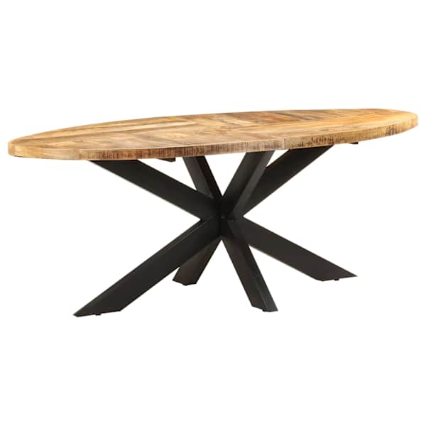 vidaXL s&ouml;&ouml;gilaud, ovaalne, 200 x 100 x 75 cm, t&ouml;&ouml;tlemata mangopuit