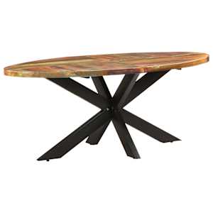 Oválný jídelní stůl 200 x 100 x 75 cm masivní recyklované dřevo - obrázek 9
