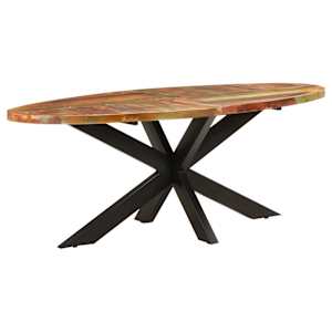 Oválný jídelní stůl 200 x 100 x 75 cm masivní recyklované dřevo - obrázek 10