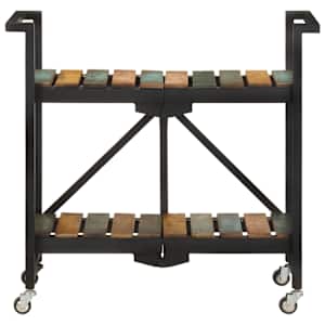 Kuchyňský vozík 87 x 36 x 81 cm masivní recyklované dřevo - obrázek 2