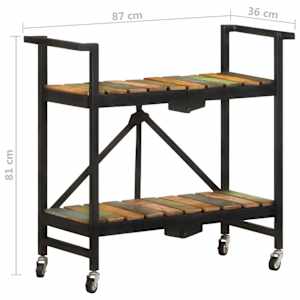 Kuchyňský vozík 87 x 36 x 81 cm masivní recyklované dřevo - obrázek 9