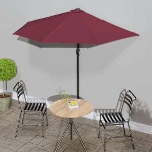 Slunečník na balkon hliníková tyč vínový 270x144x222 cm půlkruh - obrázek 1