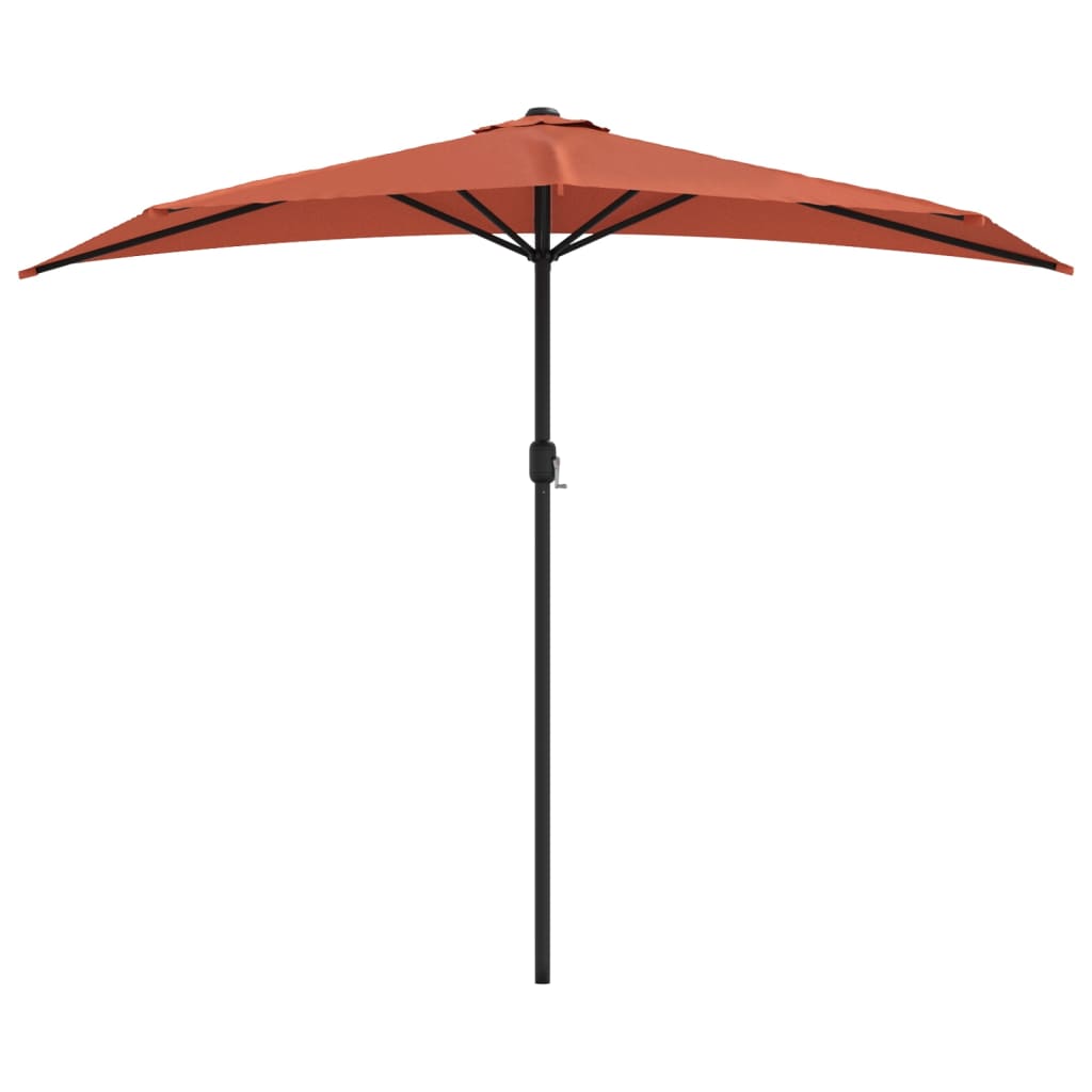 vidaXL Balkonparasol half met aluminium paal 270x144x222 cm terracotta afbeelding