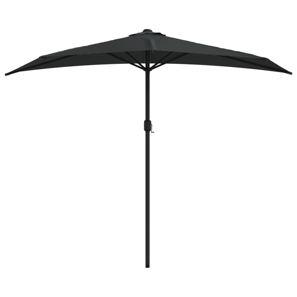 vidaXL Балконски чадър с алуминиев прът черен 270x144x222 см половин