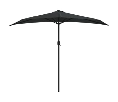 vidaXL Балконски чадър с алуминиев прът черен 270x144x222 см половин