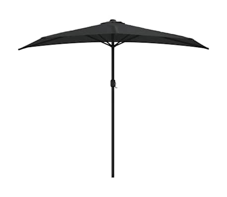 vidaXL Parasol de balcon avec m&acirc;t en aluminium Noir 270x144x222cm Demi