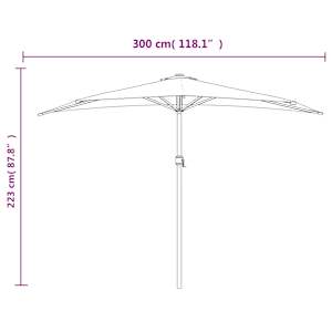 Slunečník na balkon hliníková tyč vínový 300x155x223 cm půlkruh - obrázek 9