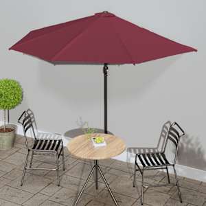 Slunečník na balkon hliníková tyč vínový 300x155x223 cm půlkruh - obrázek 1