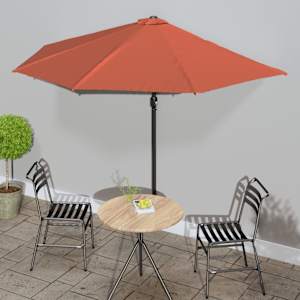 Slunečník na balkon hliníková tyč cihlový 300x155x223cm půlkruh - obrázek 1