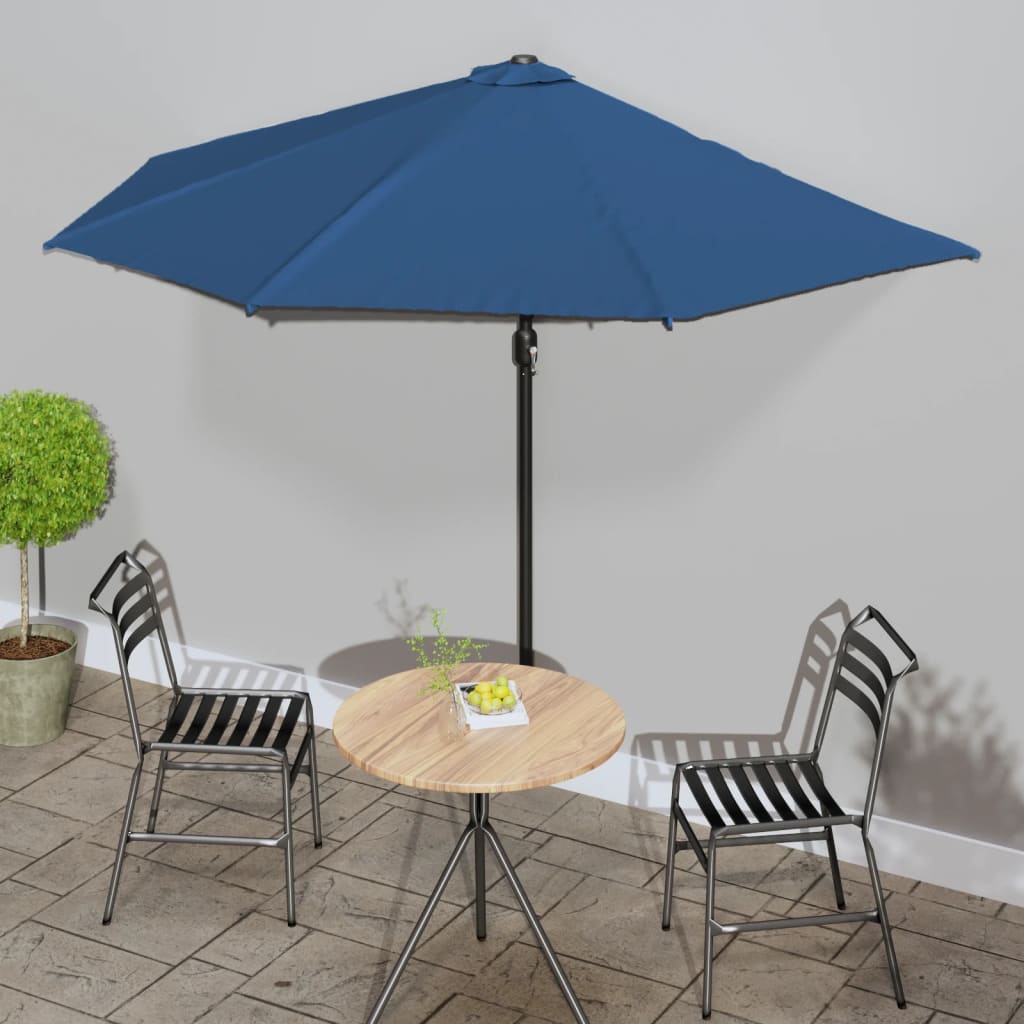 vidaXL Umbrelă balcon, tijă aluminiu albastru 300x155x223cm semirotund