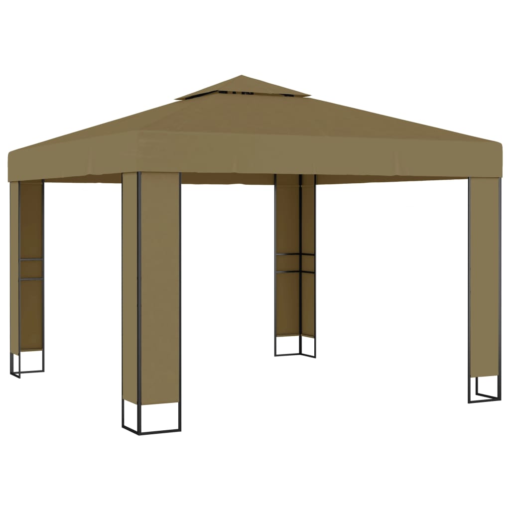 vidaXL Pavilion cu acoperiș dublu, gri taupe, 3 x 3 x 2,7 m, 180 g/m² vidaXL
