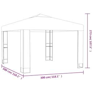 Altán s dvojitou střechou 3 x 3 x 2,7 m taupe 180 g/m² - obrázek 5