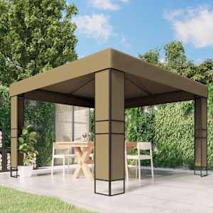 Paviljon z dvojno streho 3x3x2,7 m taupe 180 g/m²