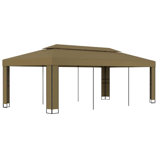 vidaXL varjualune, topeltkatusega, 3 x 6 m, pruunikashall, 180 g/m&sup2;