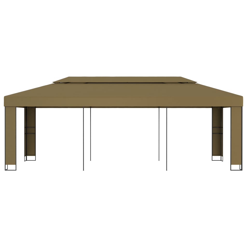 vidaXL pavillon med dobbelttag 3x6 m 180 g/m² gråbrun