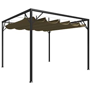 vidaXL varjualune eemaldatava katusega 3 x 3 m, pruunikashall 180 g/m&sup2;