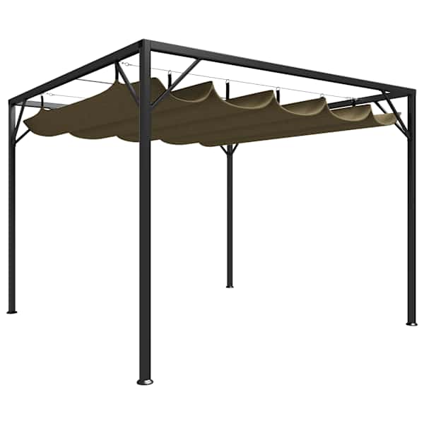 vidaXL varjualune eemaldatava katusega 3 x 3 m, pruunikashall 180 g/m&sup2;