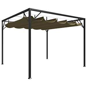 Zahradní altán se zatahovací střechou 3 x 3 m taupe 180 g/m² - obrázek 1