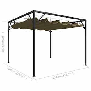 Zahradní altán se zatahovací střechou 3 x 3 m taupe 180 g/m² - obrázek 8