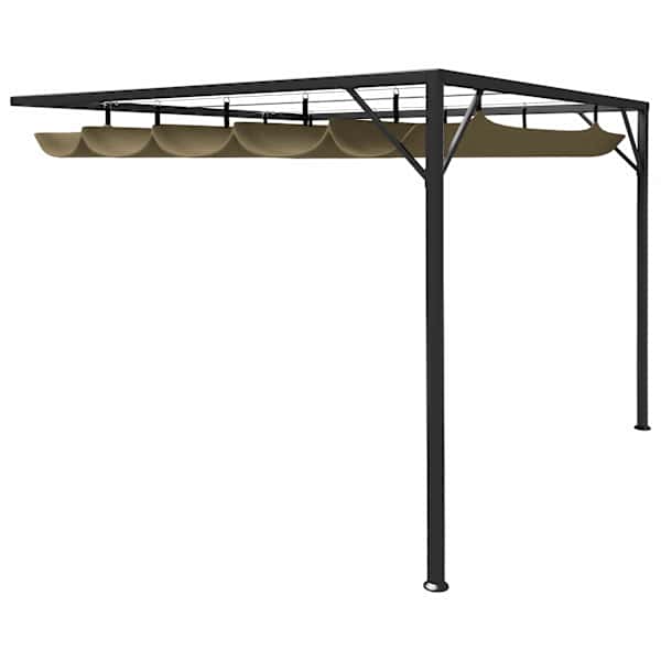 vidaXL varjualus eemaldatava katusega 3 x 3 m, pruunikashall 180 g/m&sup2;