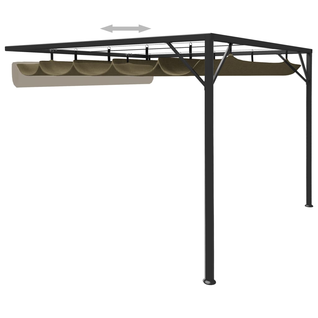 

vidaXL Tuinwandprieel met uittrekbaar dak 180 g/m² 3x3 m taupe