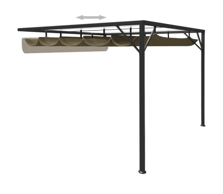 vidaXL Garden Wall Gazebo with Retractable Roof 3x3 m Taupe 180 g/m²