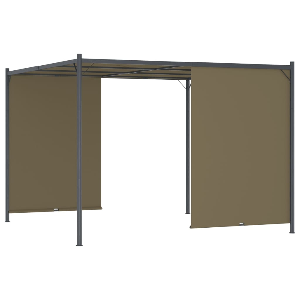 vidaXL Garden Pergola with Retractable Roof 118.1"x118.1" Taupe 180 g/m?