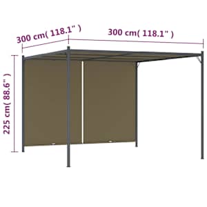 Zahradní altán se zatahovací střechou 3 x 3 m taupe 180 g/m² - obrázek 7