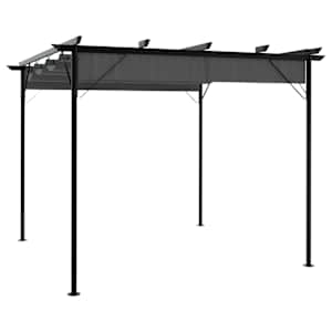 vidaXL lehtla eemaldatava katusega 3 x 3 m, pruunikashall 180 g/m&sup2;