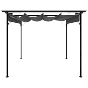 Pergola se zatahovací střechou antracitová 3x3 m ocel 180 g/m² - obrázek 2