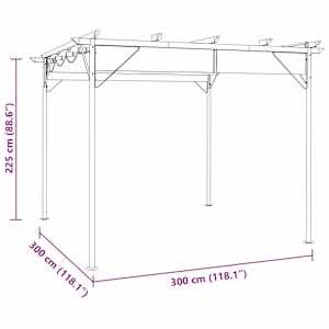Pergola se zatahovací střechou antracitová 3x3 m ocel 180 g/m² - obrázek 6