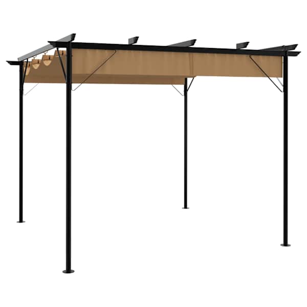 vidaXL lehtla eemaldatava katusega, pruunikashall 3x3 m teras 180 g/m&sup2;